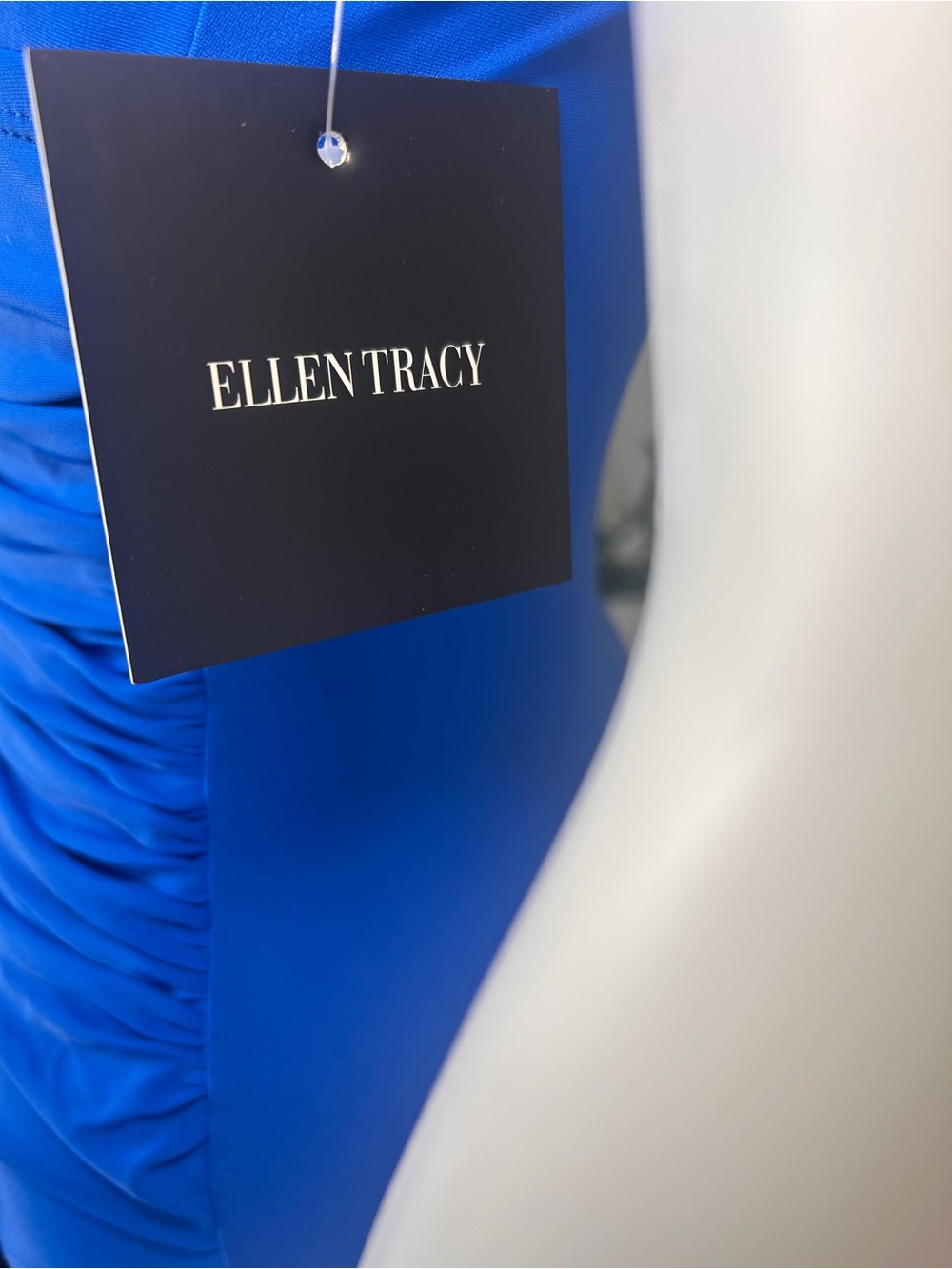 Ellen Tracy One Piece Swimsuit Women Size 8 Blue High Neck Ruched Slimming NWT - Picture 9 of 15
